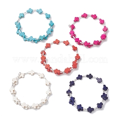 Dyed Synthetic Turquoise Beads Bangles for Women&nbsp;BJEW-JB11903
