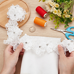 Double Layer Polyester Flower Lace Ribbons&nbsp;DIY-WH0656-60C