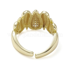 Rack Plating Brass Micro Pave Cubic Zirconia Open Cuff Rings&nbsp;RJEW-K257-01G