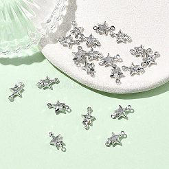 SHEGRACE Brass Pave Cubic Zirconia Star Connector Charms&nbsp;XGRQ2O314-441A-P