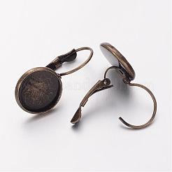 Antique Bronze Tone Brass Leverback Earring Findings fit for Domed Cabochons&nbsp;X-KK-C1244-NFAB