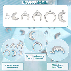 24Pcs 6 Style 304 Stainless Steel Charms&nbsp;STAS-PH0001-74