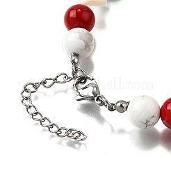 Handmade Lampwork with Glass and Natural Gemstone Christmas Theme Beaded Bracelets for Women&nbsp;BJEW-TA00657