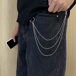 3Pcs 3 Styles Alloy & Iron Ring Chain Belts for Pants&nbsp;AJEW-SC0031-15