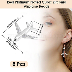 8Pcs Brass Micro Pave Cubic Zirconia Airliner Beads&nbsp;ZIRC-BBC0003-54P