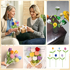 6Pcs 6 Colors Crochet Polyester Tulip Flower Ornaments&nbsp;DIY-FG0007-40