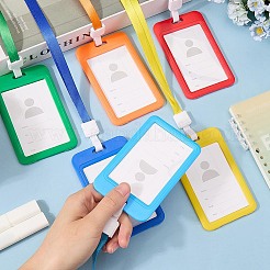Rectangle Plastic ID Badge Holder with Lanyard&nbsp;AJEW-CP0006-04B