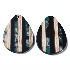 Stripe Resin & Walnut Wood Pendants&nbsp;X-RESI-N025-015A-D01