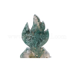Natural Moss Agate Carved Flame Shape Figurines&nbsp;PW-WG95540-01