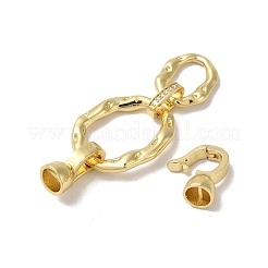 Rack Plating Brass Micro Pave Clear Cubic Zirconia Fold Over Clasps&nbsp;KK-A222-10G
