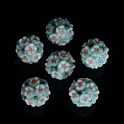 Luminous Polymer Clay Rhinestone Flower Beads&nbsp;RESI-C048-01B
