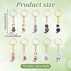 30Pcs 10 Style Alloy Enamel Keychain&nbsp;KEYC-ME00001