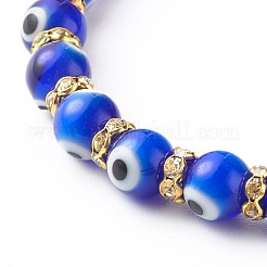 Handmade Evil Eye Lampwork Beaded Stretch Bracelets&nbsp;BJEW-JB06463-01
