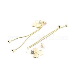 Crystal Rhinestone Heart with Clover Dangle Stud Earrings&nbsp;EJEW-C037-09LG