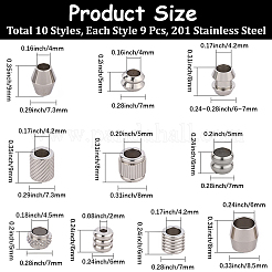 90Pcs 10 Styles 201 Stainless Steel European Beads&nbsp;STAS-PA0001-01
