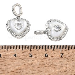Brass Micro Pave Clear Cubic Zirconia Pendants&nbsp;KK-CBA61F8-06P