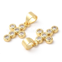 Rack Plating Brass Micro Pave Cubic Zirconia Pendants&nbsp;KK-R143-12G