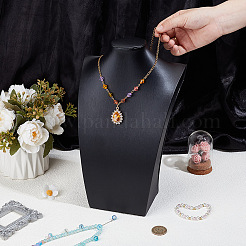 Bust Shaped Wood Covered with PU Leather Necklaces Display Stands&nbsp;ODIS-WH0043-153