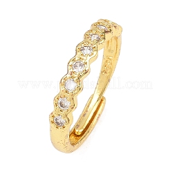Brass Micro Pave Cubic Zirconia Cuff Rings for Women&nbsp;RJEW-Z113-25G