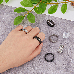 6Pcs 6 Styles Sun & Moon & Star 304 & 201 Stainless Steel Band Rings Set&nbsp;RJEW-FI0001-09