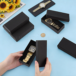 Striped Textured Cardboard Paper Single Watch Packing Boxes&nbsp;CON-WH0100-72B