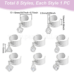 8Pcs 304 Stainless Steel Open Cuff Finger Ring&nbsp;RJEW-UN00036
