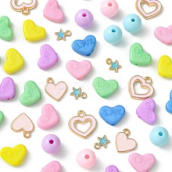 DIY Round & Heart Acrylic Beads Bracelets Jewelry Kits&nbsp;DIY-FS0006-28