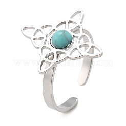 Synthetic Turquoise Finger Rings&nbsp;LS-RJEW-I110-02P-01