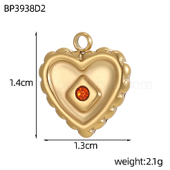 304 Stainless Steel Micro Pave Cubic Zirconia Pendants&nbsp;STAS-OY012-29G