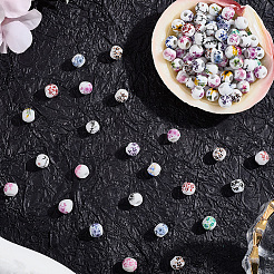 180Pcs Floral Printed Porcelain Beads&nbsp;PORC-LT0001-09