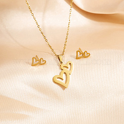 304 Stainless Steel Pendant Necklaces & Stud Earrings Sets&nbsp;WG82A44-09