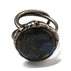 Natural Labradorite Adjustable Rings&nbsp;RJEW-K269-06AS