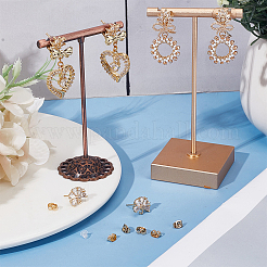 3Pairs 3 Styles Brass Cubic Zirconia Stud Earring Findings&nbsp;EJEW-DR0001-01