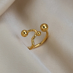 Irregular 304 Stainless Steel Cuff Open Rings for Women&nbsp;RQ8698-1