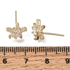 Brass Pave Cubic Zirconia Stud Earring Findings&nbsp;CU-CBAE189-04G