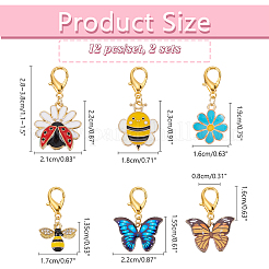 Alloy Enamel Bee & Flower & Ladybird & Butterfly Charm Locking Stitch Markers&nbsp;HJEW-PH01726