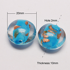 Handmade Gold Sand Lampwork Beads&nbsp;LAMP-S025-20mm-M