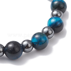 Round Natural Tiger Eye & Non-Magnetic Synthetic Hematite Beads Stretch Bracelets for Women&nbsp;BJEW-JB12764