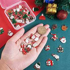 50Pcs 25 Style Christmas Alloy Enamel Pendants&nbsp;ENAM-SZ0003-09