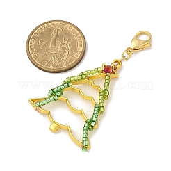 Christmas Theme Glass Seed & Alloy Pendants Decorations&nbsp;HJEW-MZ00312-03