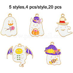 20Pcs 5 Styles Light Gold Tone Alloy Enamel Pendants&nbsp;ENAM-FP0003-16