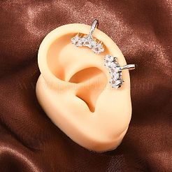 Brass Micro Pave Clear Cubic Zirconia Cuff Earrings&nbsp;EJEW-G471-40P