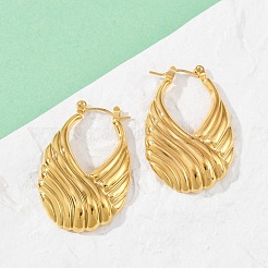 304 Stainless Steel Stripe Hoop Earrings&nbsp;EJEW-S265-11G