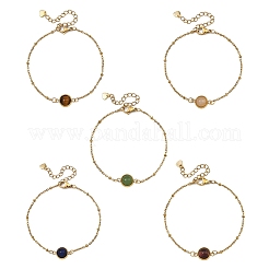 Half Round Natural Gemstone Bead Link Bracelets&nbsp;BJEW-JB14121-01