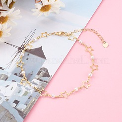 Brass Star Link Chain Anklets&nbsp;AJEW-AN00419