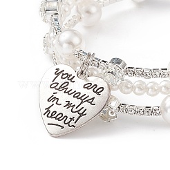 Crystal Rhinestone Tennis Wrap Cuff Bangle with Imitation Pearl Beaded&nbsp;BJEW-XCP0001-07