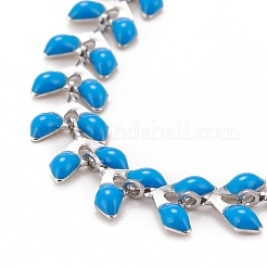 Enamel Wheat Link Chains Bracelet&nbsp;BJEW-P271-02P-02