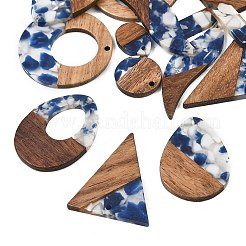 Walnut Wood & Transparent Resin Pendants&nbsp;WD-CBA583A-02