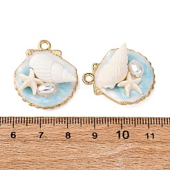 Light Gold Tone Alloy Enamel Pendants&nbsp;ENAM-B028-06KCG