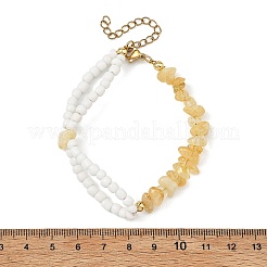 Heated Natural Citrine Chip Beads & Glass Seed Beads Beaded Bracelets for Women&nbsp;BJEW-JB14137-03